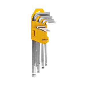 Набор ключей имбусовых HEX KRANZ 1,5-10 мм, CrV, 9 шт., удлиненные, с шаром 